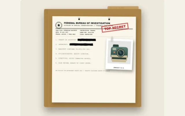 Captured PaperAnimationLab preview illustrating classified dossier