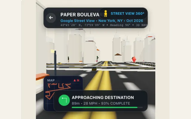 Captured PaperAnimationLab preview illustrating paper city route