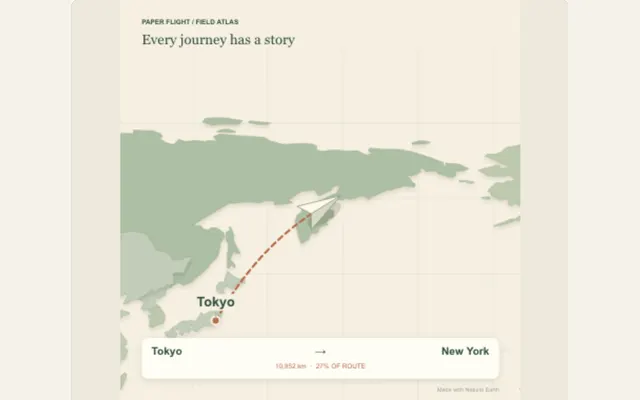 Captured PaperAnimationLab preview illustrating paper flight map