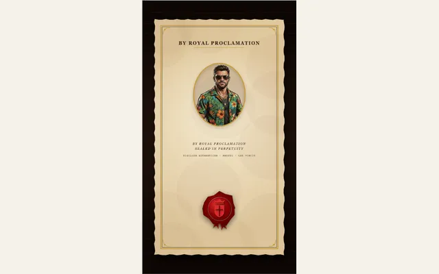 Captured Sovereign Proclamation Decree preset with its sample composition in PaperAnimationLab