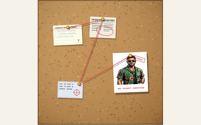 Captured True Crime Evidence Board preset with its sample composition in PaperAnimationLab